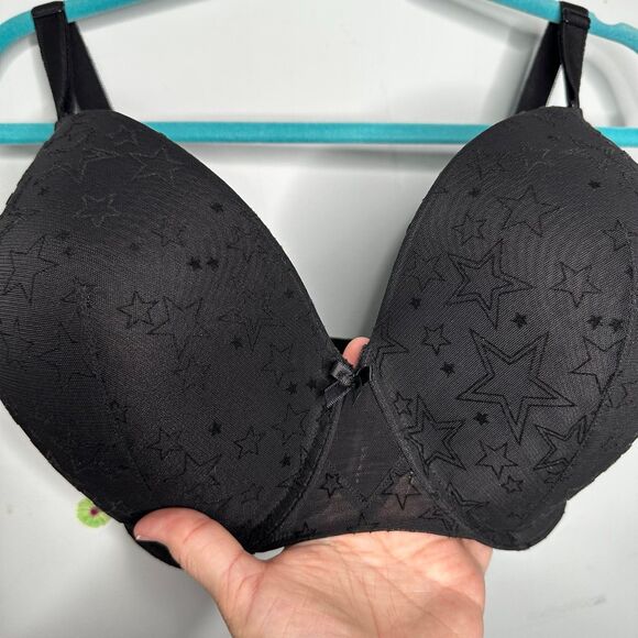 Torrid Curve 360 Back Smoothing Push Up T-Shirt Bra Plus Size 42DDD Black Stars - Picture 5 of 12